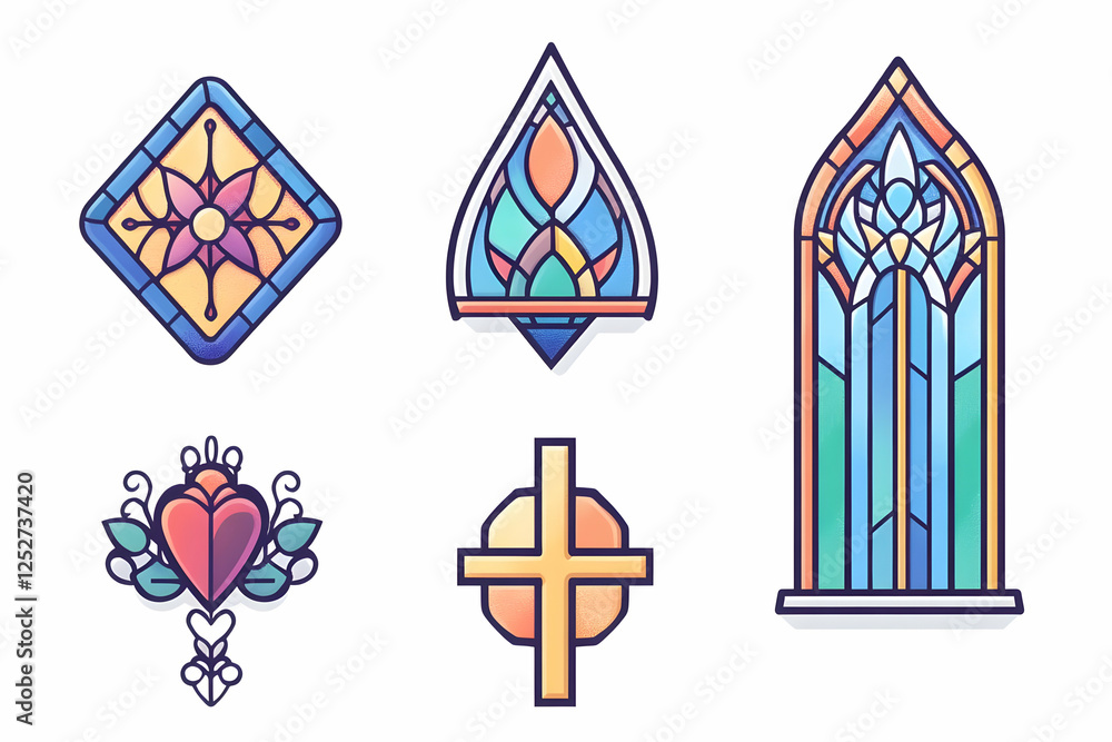 Fototapeta premium Colorful Stained Glass Window Illustrations