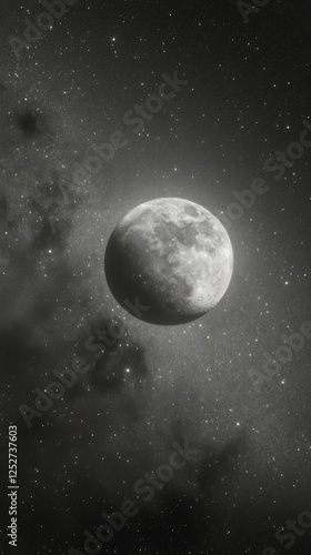 Stunning full moon surrounded by stars in a dark night sky