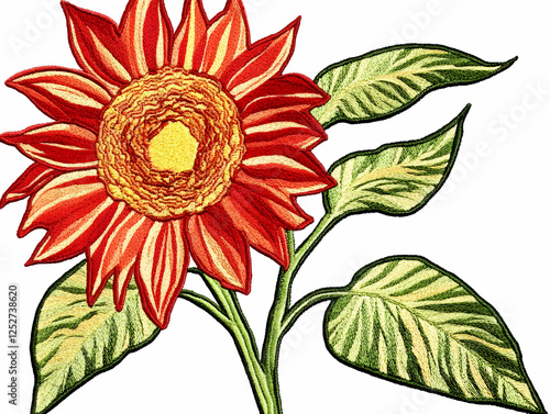 Vibrant Sunflower Embroider...