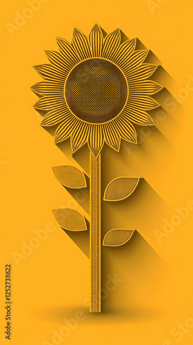 Golden Sunflower Illustration