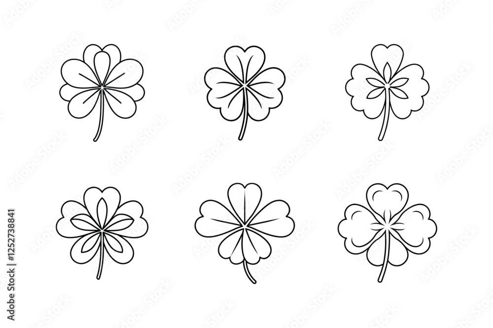 Obraz premium four leaf clover line art vector illustration