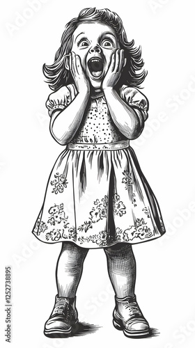 Amazed Little Girl Illustra...