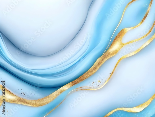 Abstract Blue Gold Liquid M...