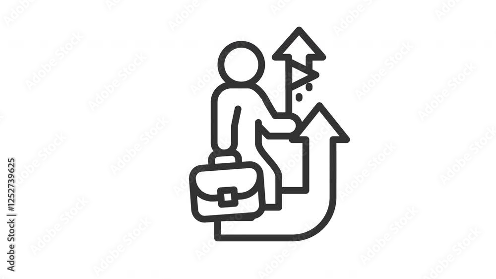 Animated career advancement with worker and direction sign. Suitable for finance, employee, management, teamwork, office, leadership, leader, company, manager, employment, development and business Animated career advancement with worker and direction sign. Suitable for finance, employee, management, teamwork, office, leadership, leader, company, manager, employment, development and business