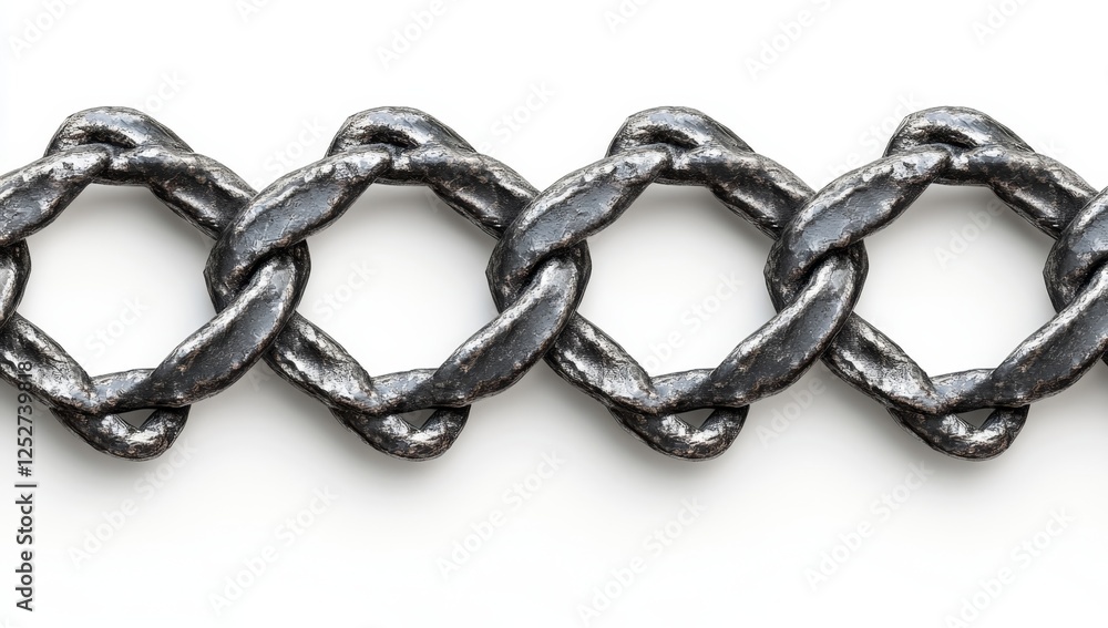 Obraz premium Rustic metal chain links on white background, design element