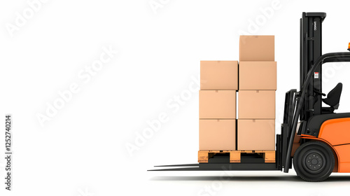 Orange Forklift 3D Render w...