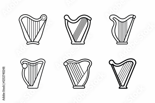 irish harp icon line art vector illustration