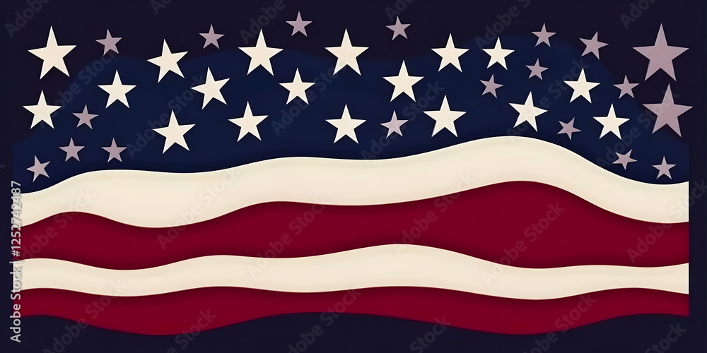 Fototapeta premium Patriotic Wavy Flag Illustration