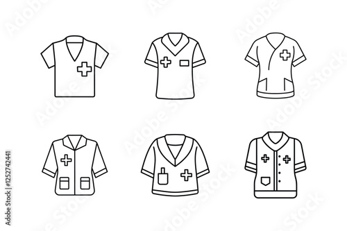 medical scrub line art vector illustration