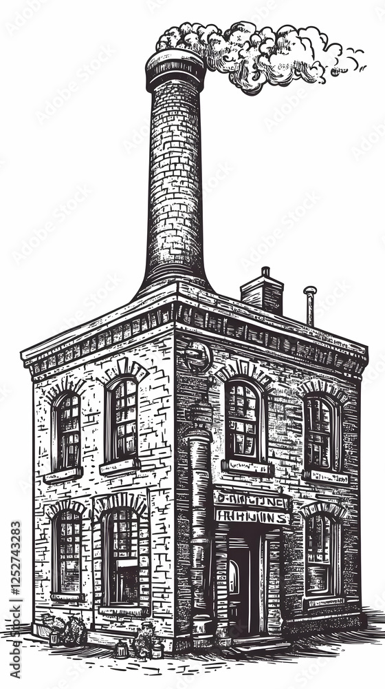 Obraz premium Vintage Factory Illustration