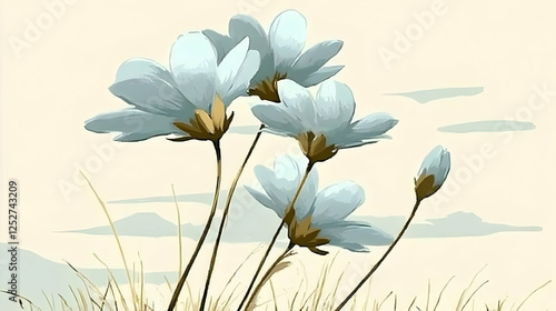 Elegant Pastel Flower Illus...