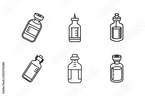 vaccine bottle icon line art vector illustration