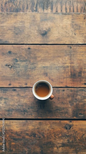 Warm coffee cup resting on wooden table in a cozy caf setting during morning ...