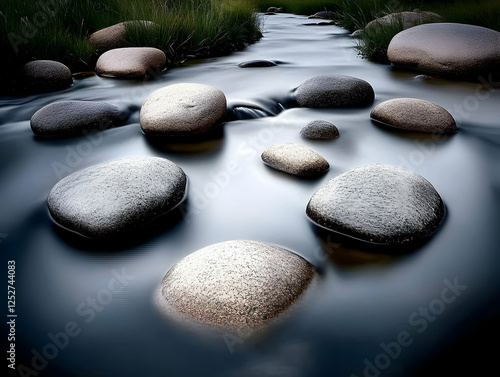 Serene Stream Rocks: A Tran...