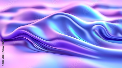 Wallpaper Mural Schimmernde Seidenlandschaft in Violett und Blau – Abstrakte 3D-Wellenstruktur  
 Torontodigital.ca