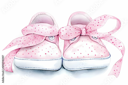 Pink Baby Shoes Watercolor ...