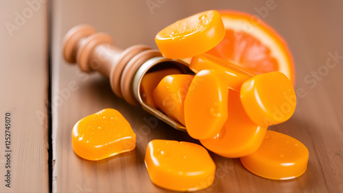 orange and honey flavored throat lozenges photo