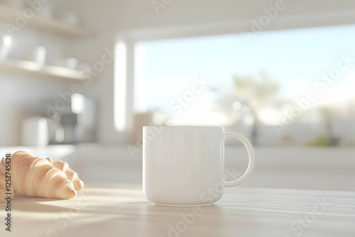 White Mug and Croissants Ki...