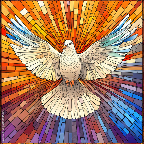 Dove Mosaic Illustration, S...