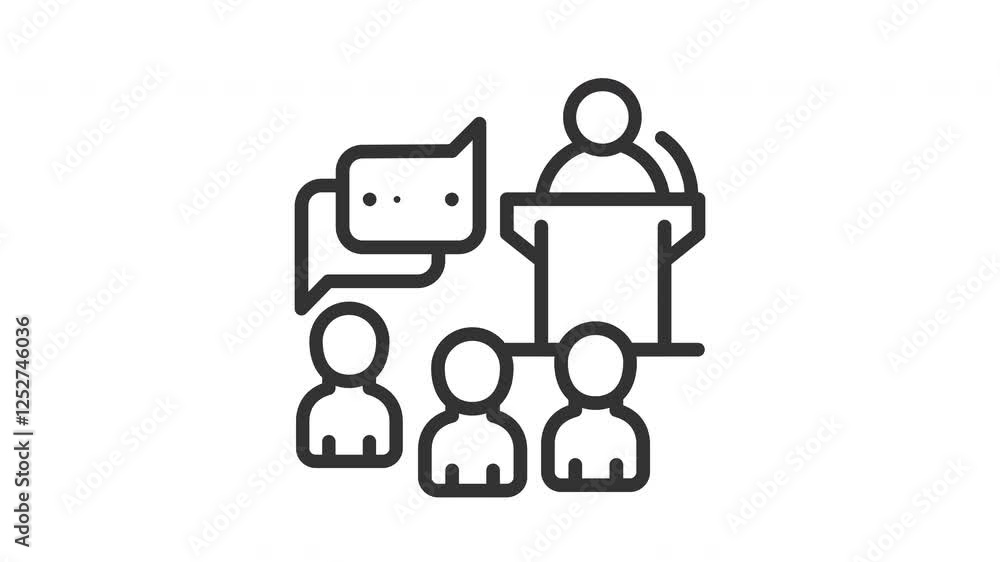 Animated conference with worker and manager sign. Suitable for finance, employee, management, teamwork, office, leadership, leader, company, corporate, manager, employment, development and business Animated conference with worker and manager sign. Suitable for finance, employee, management, teamwork, office, leadership, leader, company, corporate, manager, employment, development and business