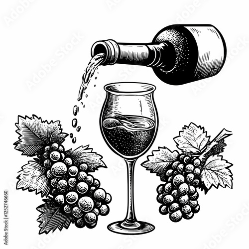 Wine Pouring Illustration: ...