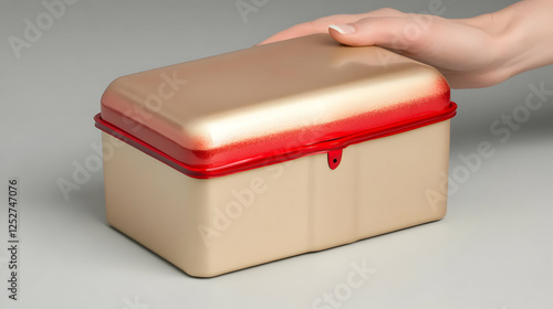 Red Trimmed Beige 3D Render...