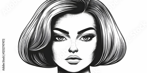 Stylish Bob Haircut Illustr...
