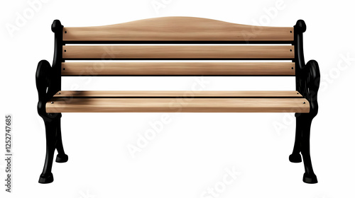 3D Render Wooden Park Bench