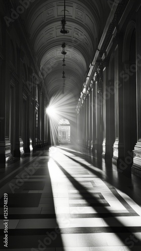 Sunlight filters through an old underpass creating a serene atmosphere in the...