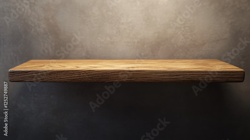 Fototapeta Naklejka Na Ścianę i Meble -  Empty wooden wall shelf. 3d isolated wood rack. Bookshelf for library interior or modern gallery mockup. Home or store storage furniture set with brown texture. Oak office stand template collection