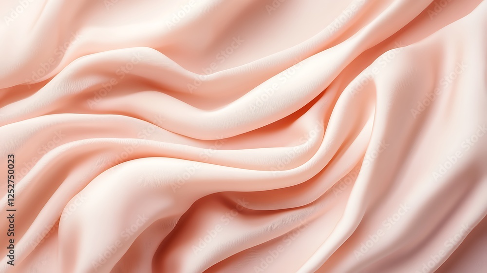 Peach fabric, draped, soft folds, textured background, design Peach fabric, draped, soft folds, textured background, design