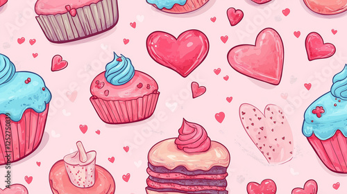 Valentine Seamless heart and flower pattern for romantic decoration