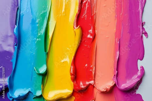 Vibrant colors of thick paint swirled together on a palette for a creative ar...