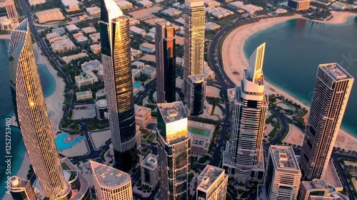 Aerial View of Abu Dhabi's Stunning Skyline at Sunrise