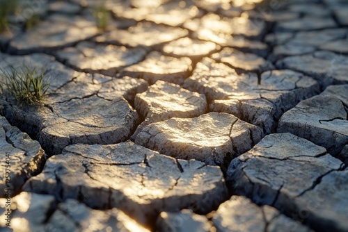 Cracked Drought Affected Soil, reflection of global warming impacts, dry earth struggling with soil degradation photo