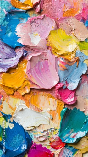 Colorful abstract painting with vibrant brush strokes showcasing an artist's ...
