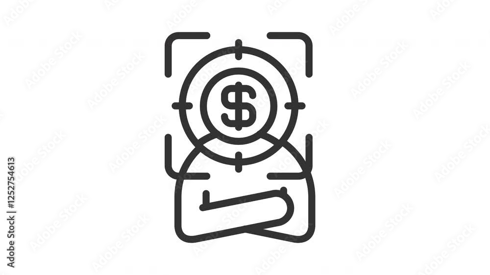 Animated head hunting with target and businessman sign. Suitable for finance, employee, management, teamwork, office, leadership, leader, company, manager, employment, development and business Animated head hunting with target and businessman sign. Suitable for finance, employee, management, teamwork, office, leadership, leader, company, manager, employment, development and business