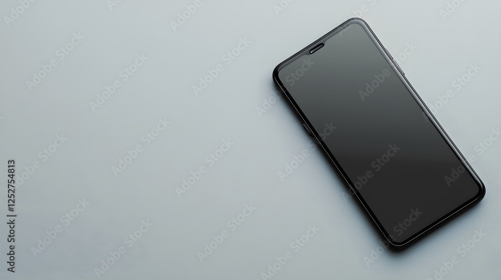 Black Smartphone on a Light Background with Blank Screen