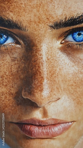Intricate close-up of a person's eye showcasing unique blue color and texture...