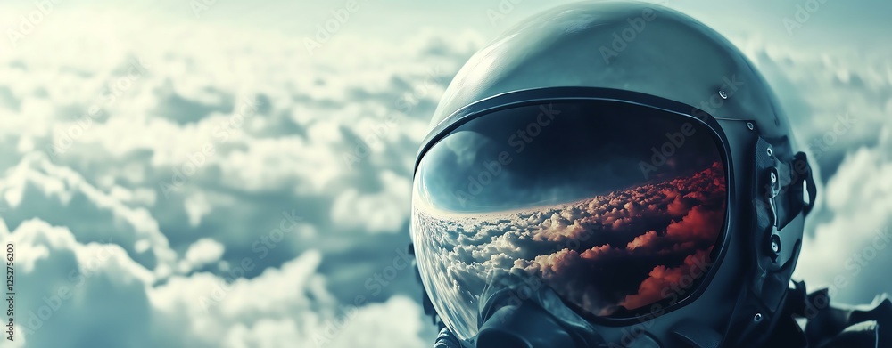 custom made wallpaper toronto digitaldouble exposure concept Astronaut in space, reflecting clouds and the vast universe in helmet visor.