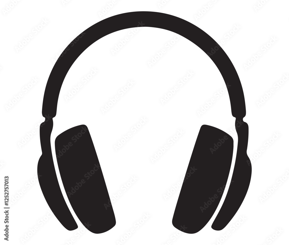 Obraz premium headphones isolated on white background, Black and White Headphone Silhouette Design