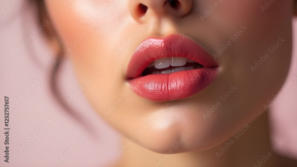 Fototapeta premium Blurry Popsicle-Stained Lips – Soft-Focus Gradient Lip Trend