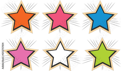 Star shapes Vector illustration set in a variety of vibrant colors. Perfect for decorations or educational projects.