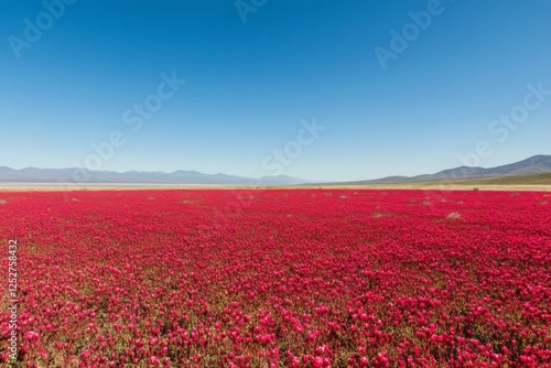 Vibrant red flowers blanket desert landscape in springtime sunshine