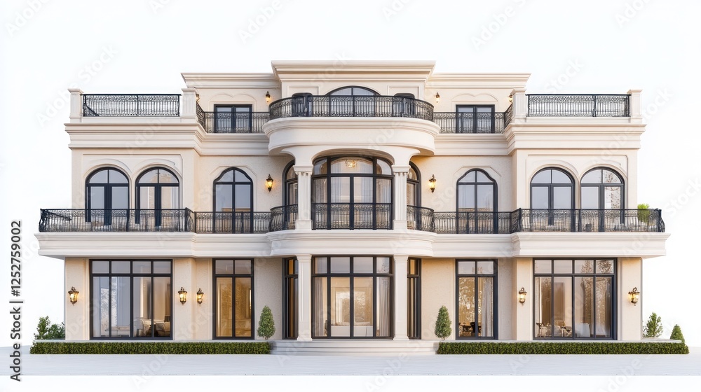 Grand Mansion Exterior, Daytime, Suburban Setting, Architectural Design Grand Mansion Exterior, Daytime, Suburban Setting, Architectural Design