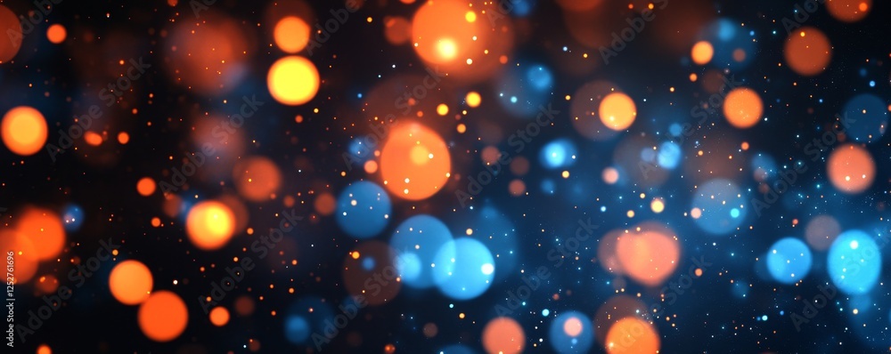 Abstract blue orange bokeh lights; dark background; website banner Abstract blue orange bokeh lights; dark background; website banner