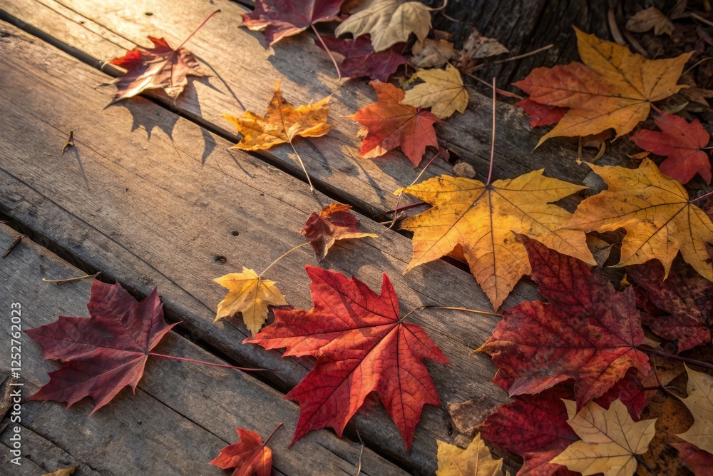 Rustic Bird's-Eye View: Vibrant Autumn Leaves for Presentations Rustic Bird's-Eye View: Vibrant Autumn Leaves for Presentations