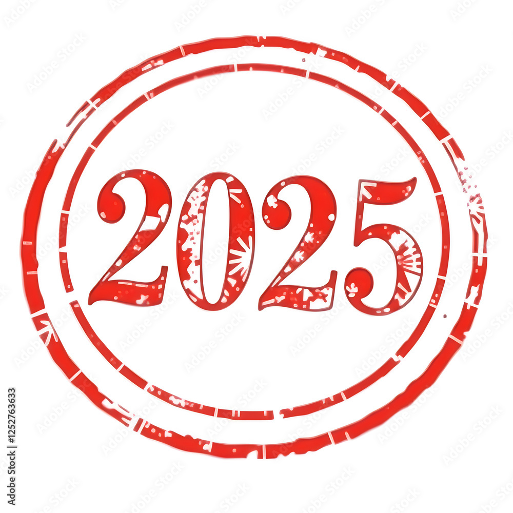 2025 text stamp red rubber stamp on white background. Generative AI 2025 text stamp red rubber stamp on white background. Generative AI