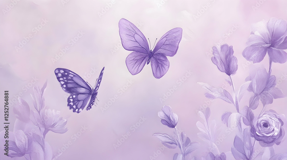 custom made wallpaper toronto digitalA magical lavender-hued scene filled with floating butterflies, evoking a sense of grace and tranquility