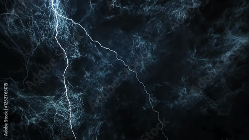 Dramatic display of lightning illuminating dark clouds during a thunderstorm at night